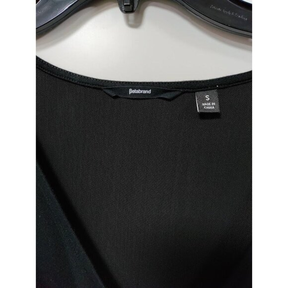 Betabrand Womens Stretch Surplice Neck Long Sleeve Peplum Blouse Black Small - Picture 4 of 9